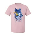 thumbnail image 2 of Wolf Painting Splatter Abstract Art Animal Lover Men's Graphic T-Shirt, Light Pink, 2XL, 2 of 3