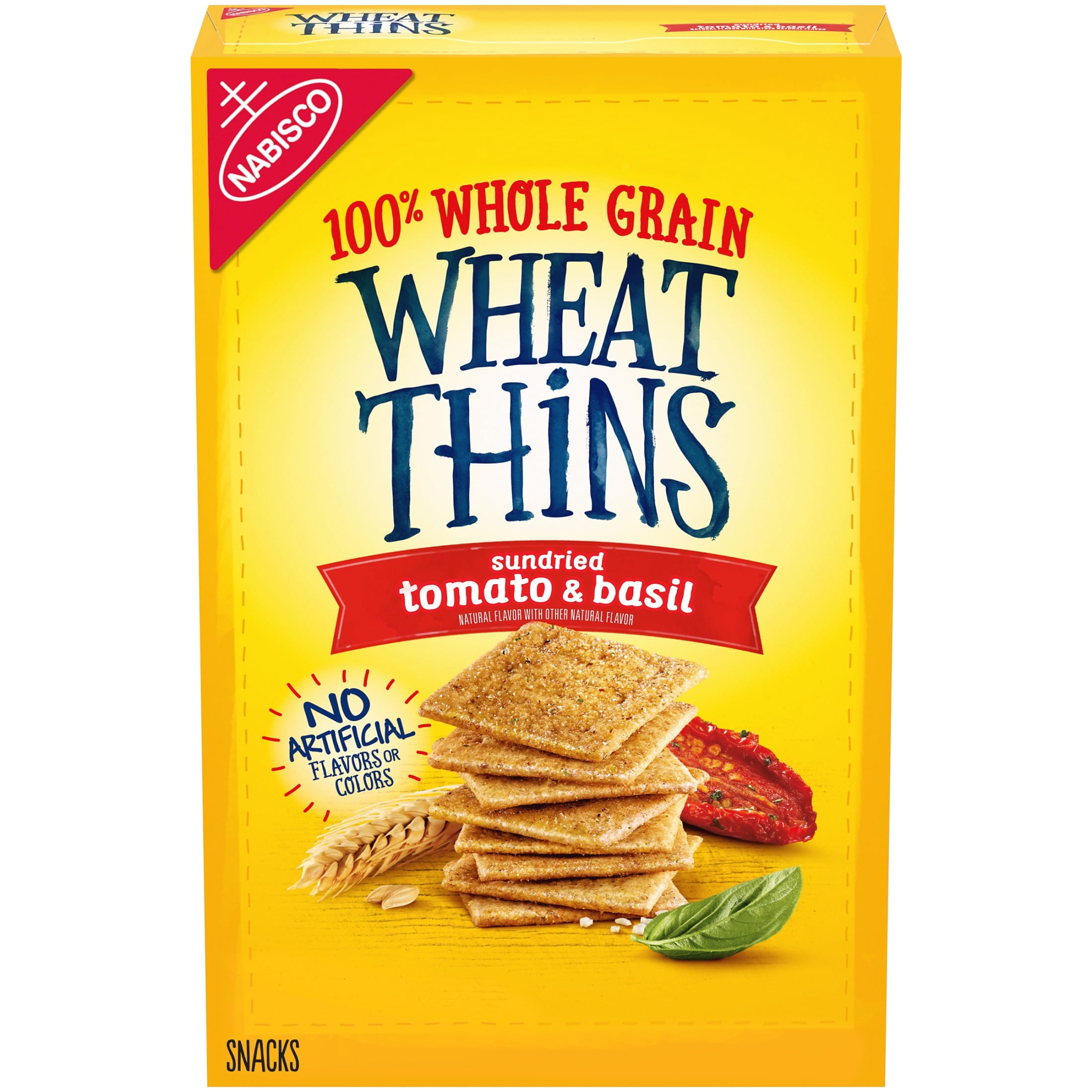(3 pack) Wheat Thins Sundried Tomato & Basil Snacks, Whole Grain Wheat Crackers, Snack Crackers, 8.5 oz