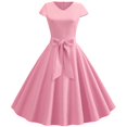 thumbnail image 1 of Mujeres Vintage 1950s 60s V-cuello Rockabilly Pinup Hepburn Vestido Cóctel Swing Skater Vestidos, 1 of 2