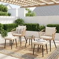 thumbnail image 5 of FHFO 5 Piece Patio Bistro Set, Outdoor Wicker Furniture, Rattan Table & Chairs Set with Cushions (Yellow/Beige), 5 of 9
