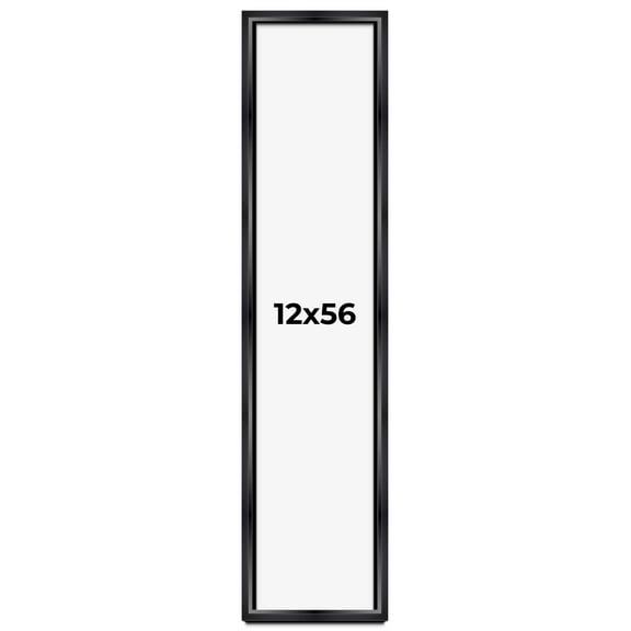 12x56 Shadow Box Frame Black | 1.25 inches Deep Real Wood Contemporary Shadowbox Display Frame | UV