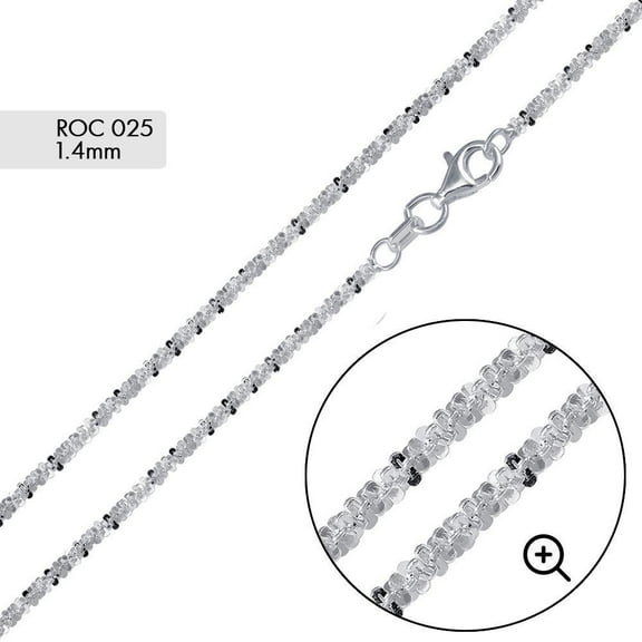 Sterling Silver 925 Roc Criss Cross 025 Sterling Silver Chain 1.4mm Italy 24" Jewelry Female Unisex