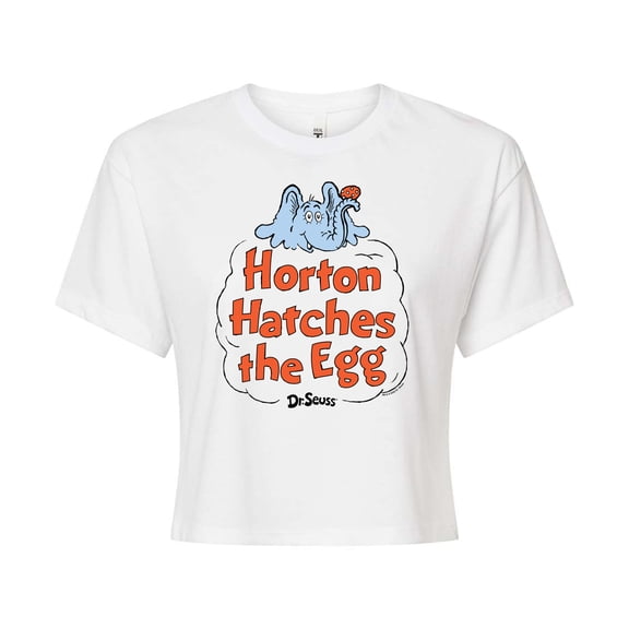Dr. Seuss - Horton Hatches the Egg - Cloud - Easter - Juniors Cropped Cotton Blend T-Shirt