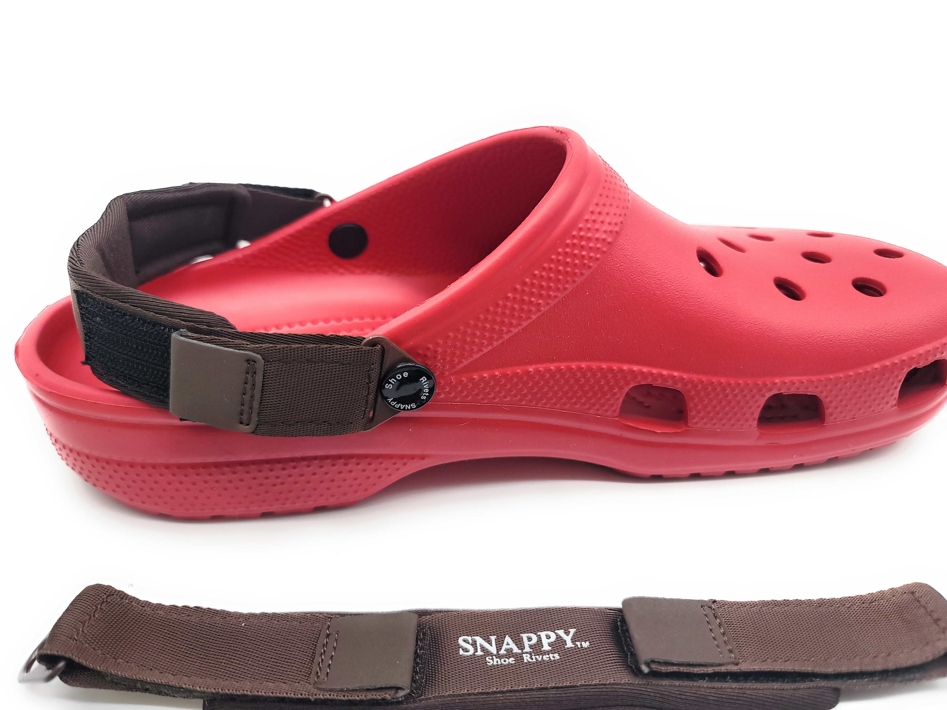 Snappy Shoe Rivets Adjustable Soft Replacement Heel Straps for Croc Shoes  Brown