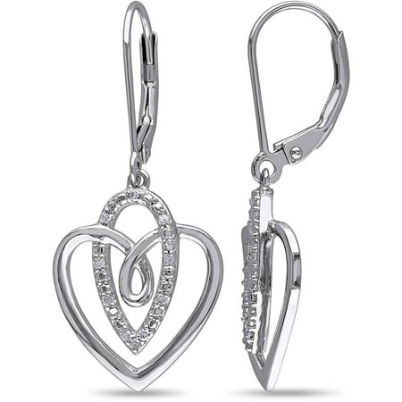 Miabella Diamond-Accent Sterling Silver Heart Earrings
