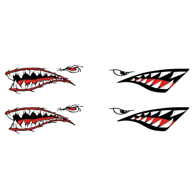 4 Piezas Calcomanía de Boca de de Tiburón, Calcomanías de Canoa Y Kayak, Accesorios de Gráficos para de Pesca