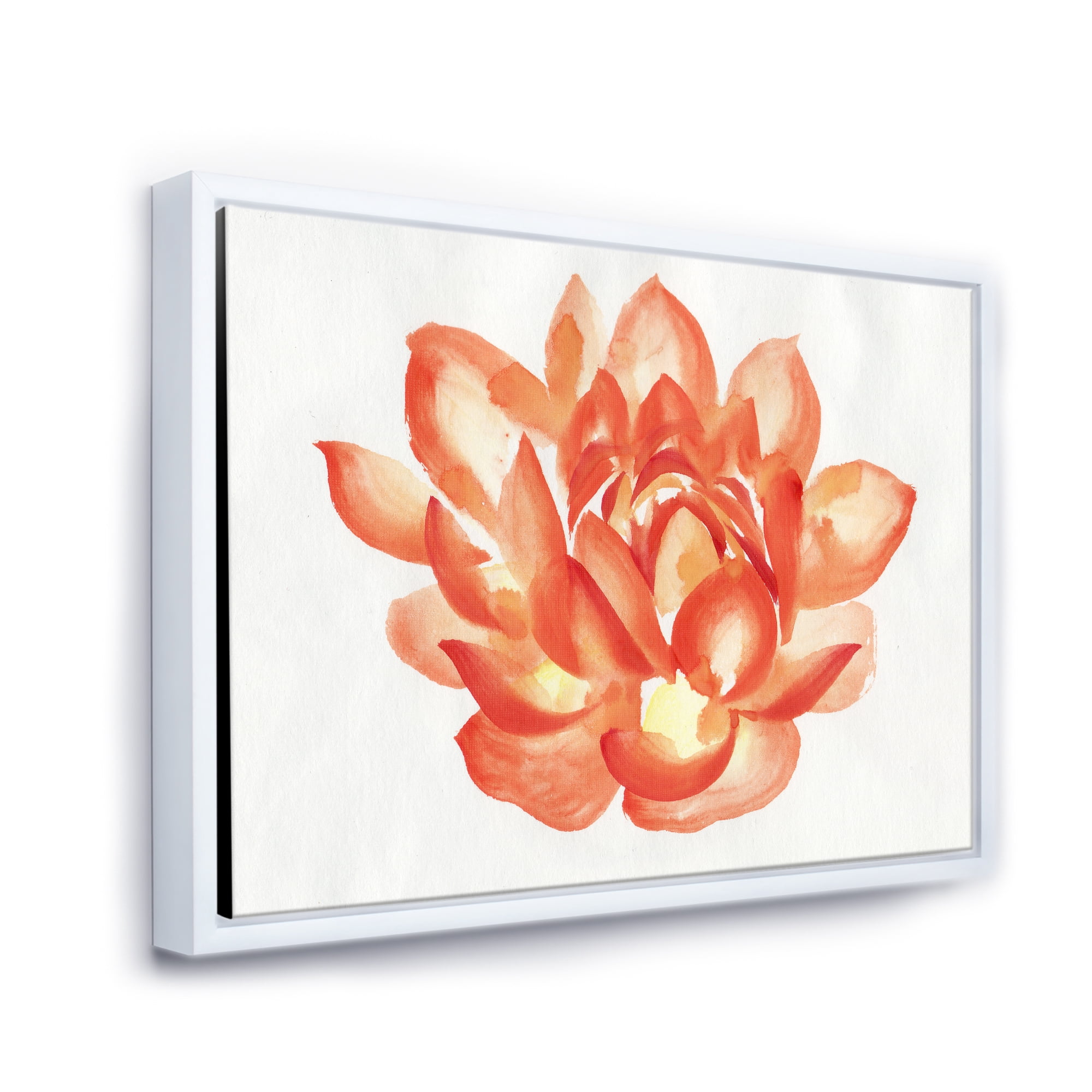 Ancient Detail of A Orange Lotus 20 in x 12 in Framed Painting Canvas Art Print, by Designart
