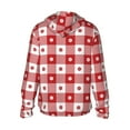thumbnail image 3 of Uemuo Red Plaid Daisy Pattern Women's Full Zip UPF 50+ Sun Protection Hoodie Jacket Long Sleeve Sun Shirt Hiking Outdoor Performance with Pockets-, 3 of 9