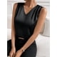 thumbnail image 4 of Xuyuer Women's Casual Fashion Solid Color V-Neck Satin Top, Chic Short Sleeve Blouse for Dinner Dates, Cocktail Parties and Spring Summer Evening Wear, 4 of 8