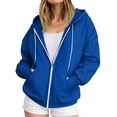 thumbnail image 4 of Cmfcve Women's Fall Jackets Long Sleeve Zip up Hoodies Drawstring Hooded Sweatshirts Fashion Loose Fit Outwear, 4 of 6