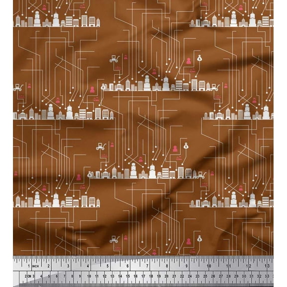 Soimoi Velvet Fabric Monuments Shirting Printed Fabric 1 Yard 58 Inch Wide