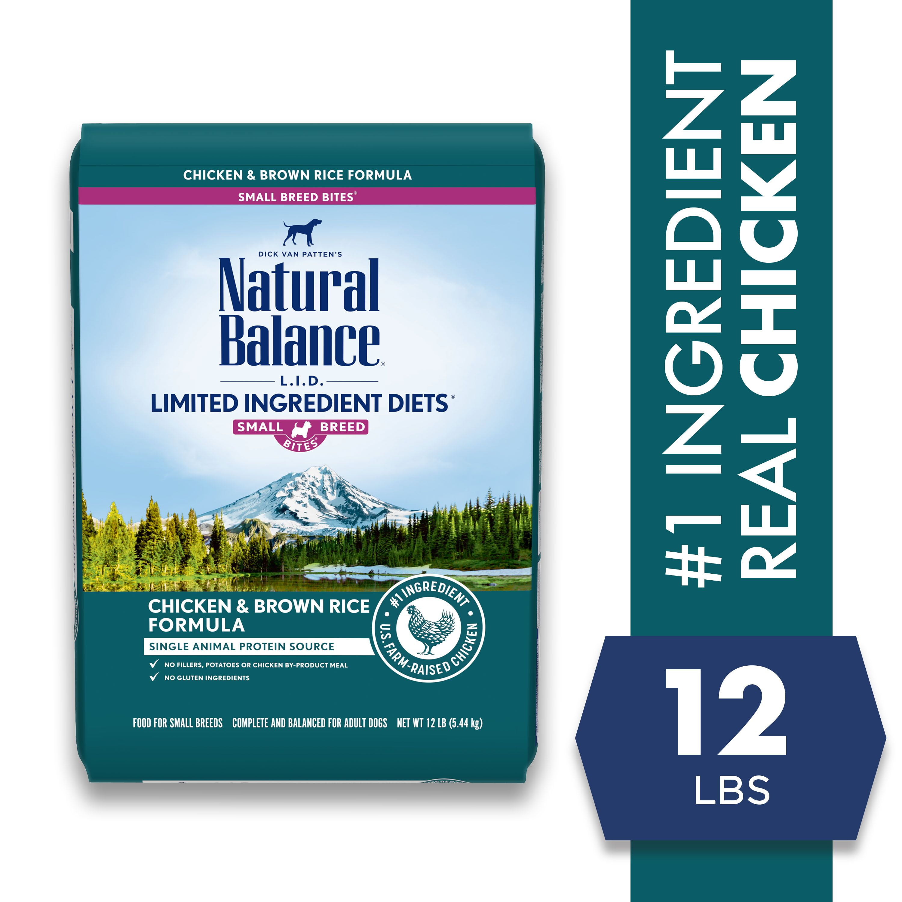 Photo 1 of Natural Balance L.I.D. Limited Ingredient Diets Chicken & Brown Rice Formula Small Breed Bites Dry Dog Food, 12-lb bag NEW 
