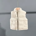thumbnail image 2 of Tisuna Girls Jacket Child Solid Color Sleeveless Stand Collar Coat Comfortable Soft Autumn Winter Girls Zipper Outerwear White Size 1-2 Years, 2 of 4