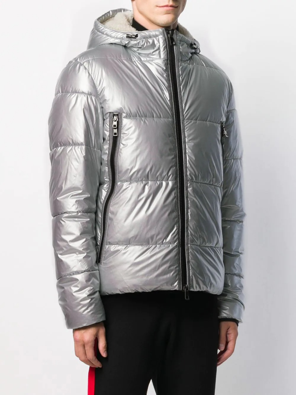 Michael Kors SILVER Metallic Puffer Jacket, US Small - image 3 of 9