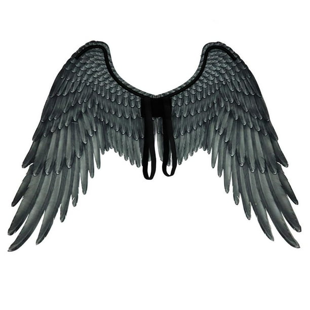 Inteprter Halloween 3D grandes alas de ángel Prop diablo tema vacaciones adornos fiesta favores ala con correas elásticas Accesorios Kits de decoración para fiestas Negro