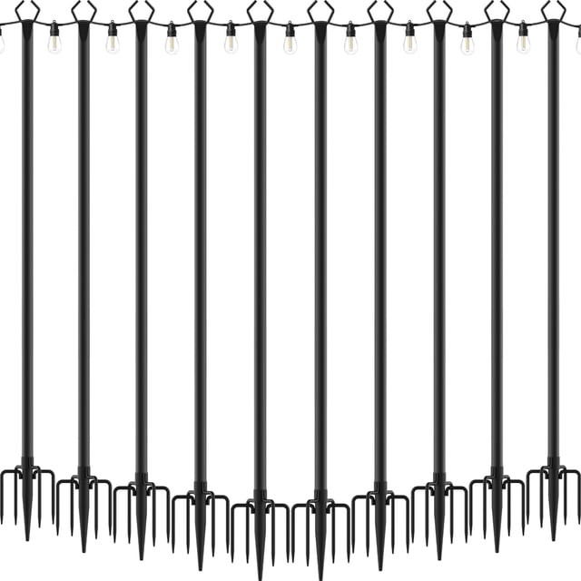Postes para luces AILBTON de 3 m, soporte metálico para exteriores, paquete de 10