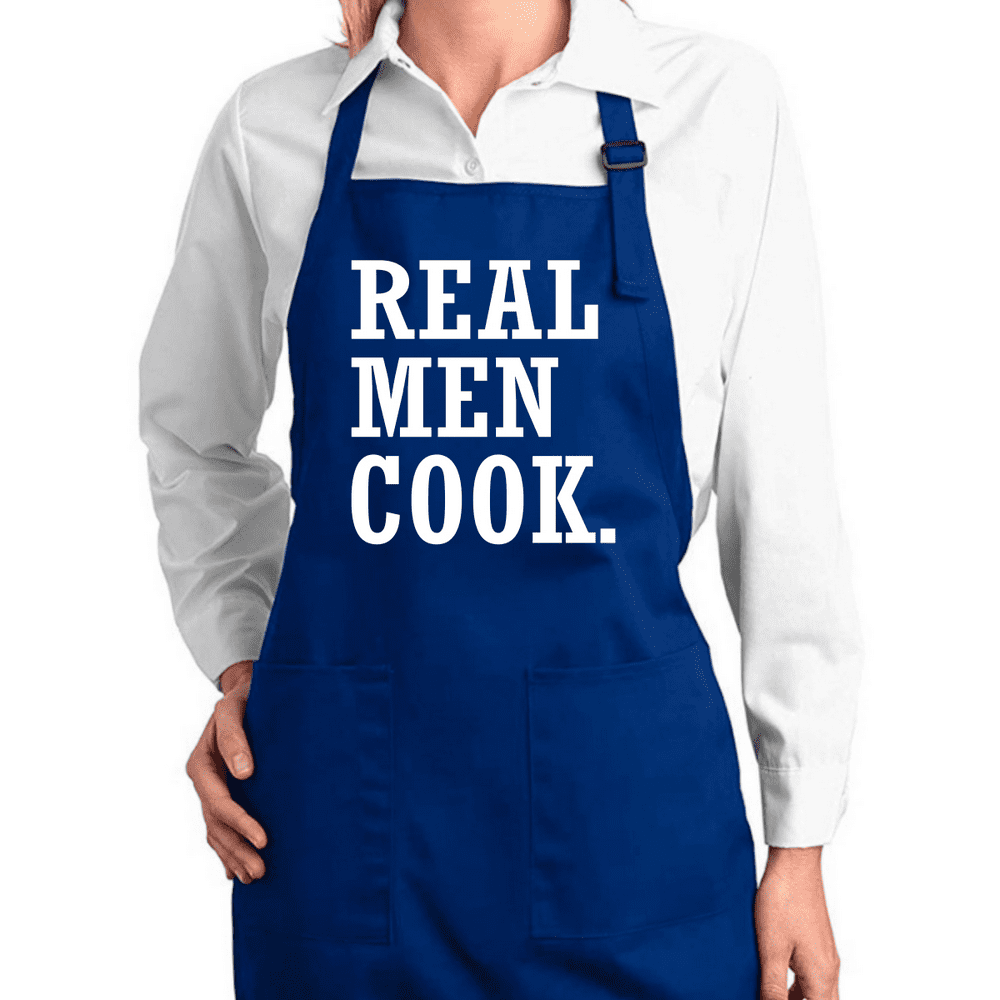 Real Men Cook Funny Classic Kitchen Cooking Apron with Pockets Kitchen