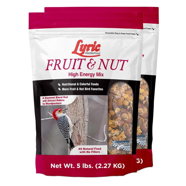 Wild Bird Seed Lyric Frutas y frutos secos con alto contenido energético, 4,54 kg x 2