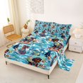 thumbnail image 2 of Homewish Cartoon Dachshund Queen Sheets,Surfboard Ocean Wave Queen Sheet Sets,Blue,Palm Tree Decor,4pcs,1 Flat Sheet, 1 Fitted Sheet and 2 Pillowcases, 2 of 6