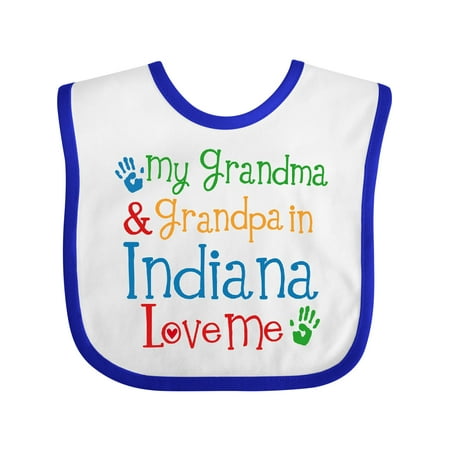 

Inktastic Indiana Grandma Grandpa Loves Me Gift Baby Boy or Baby Girl Bib