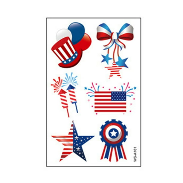 Tatuajes temporales para hombres, mujeres y adultos, con la bandera del Día de la Independencia, 10 unidades