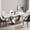 Dark Gray Moon, variant on Montary 7 Piece Dining Table Chairs Set, Modern Dining Table Set of 6, Includes 71" Rectangle Artificial Marble Table with Gold Double-Ring Base, 6 Brown Dining Chairs for Home, Kitchen