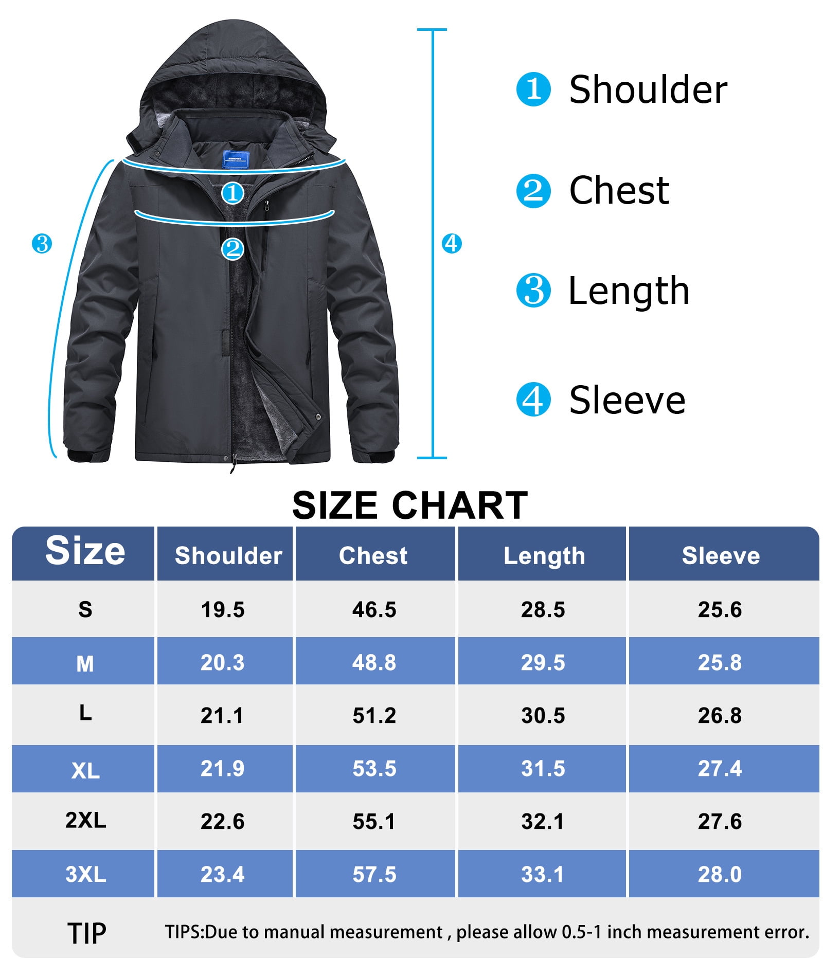 Lavenicole Men's Waterproof Ski Jacket Fleece Lined Warm Winter Snow Coat Mountain Windbreaker Hooded Raincoat