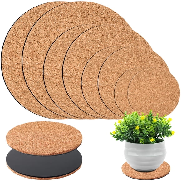 Augshy 8 Pcs 4 Tailles Soucoupes pour Plantes en Liège Tapis pour Plantes sous-Verres Ronds Coussinet pour Plantes Maison Jardin Intérieur Pots Bricolage Projet d'Artisanat (4 Pouces, 6 Pouces, 8 Pouces, 10 Pouces)