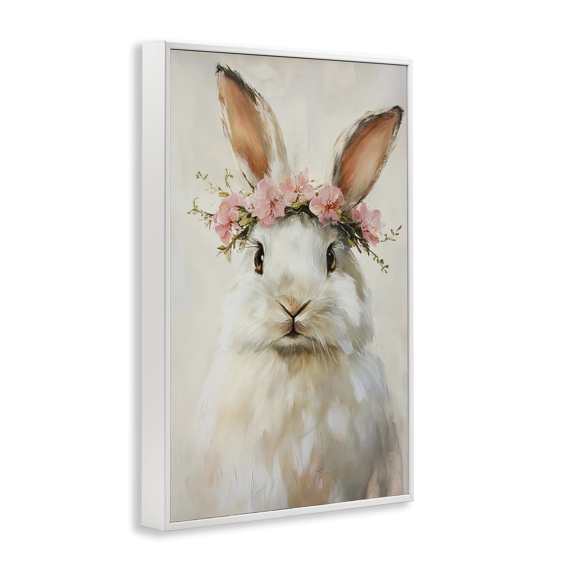 Stupell Industries Bunnykins with Pink Crown White Framed Giclee Art, design by Tina LeCour