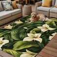 thumbnail image 2 of Fsddascl White Lily Flower Outdoor Rug for Patio/Deck/Porch, Non-Slip Large Area Rug 4 x 6 Ft, Tropical Bloom Floral Green Leaf Indoor Outdoor Rugs Washable Area Rugs, Reversible Camping Rug Carpet, 2 of 5