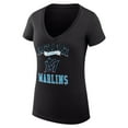 thumbnail image 2 of Women's G-III 4Her by Carl Banks Black Miami Marlins Super-Slim Fit Lightweight Team Logo Graphic V-Neck T-Shirt, 2 of 5