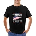 thumbnail image 7 of Support The Country You Live In Quirky Men's Cotton Short Sleeve HD Print Tee for Casual T-Shirt Crew Neck Top Black XL, 7 of 7