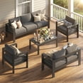 thumbnail image 3 of Superjoe 5 Pcs Outdoor Aluminum Furniture Set 7 Seats Patio Sectional Chat Sofa Set Metal Conversation Sofa with 5 Inch Cushion and Coffee Table for Balcony, Garden, Dark Grey, 3 of 10