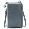 thumbnail image 1 of Blue*Cell Phone Bag Small Shoulder Purse Leather Travel RFID Card Slots Wallet Case, 1 of 5