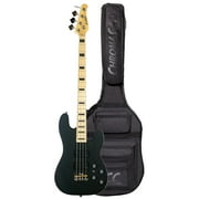 Sawtooth Rebel24 Series 24 Fret Electric Bass Guitar with Fishman Fluence Pickups and Padded Gig Bag, Satin Black