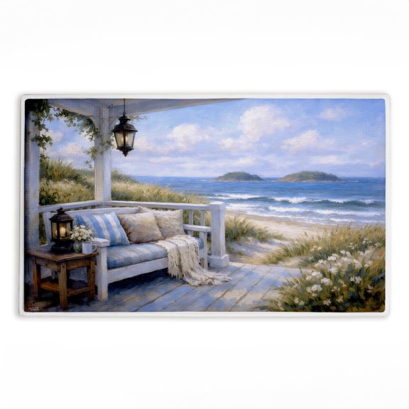 Stupell Industries Seaside Relaxation on Patio Printed Plush Bathroom Floor Mat, design by Tabz Jones