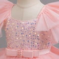 thumbnail image 5 of Toddler Baby Girls Party Shinny Tulle Mesh Ruffles Sequin Princess Dress Tutu Puffy Pageant Gown 1-10Years, 5 of 7