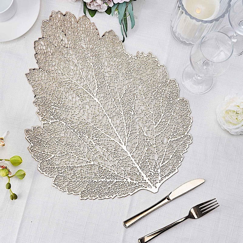 BalsaCircle 6 Gold 18 in Maple Fall Leaf Design Vinyl Placemats - Home Wedding Reception Party Centerpieces Decorations Supplies