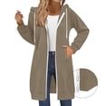 thumbnail image 4 of Long Hoodies for Women Fashion 2026 Full Zip Up Oversized Fleece Lightweight Casual Fall Jacket Coat with Pocket, 4 of 8