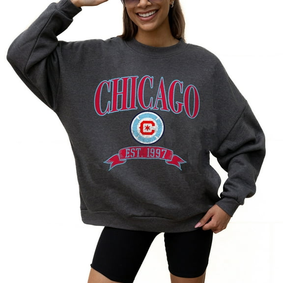 Women's Gameday Couture  Charcoal Chicago Fire Seal The Deal Pullover Sweatshirt