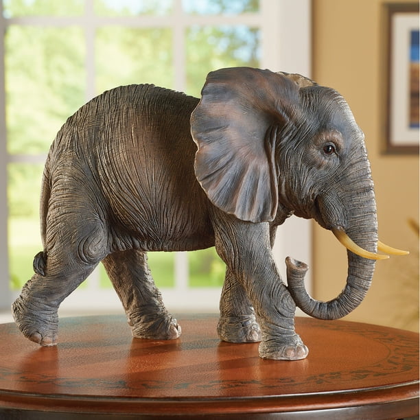 Elephant with Tusks HandPainted Decorative Figurine with Authentic