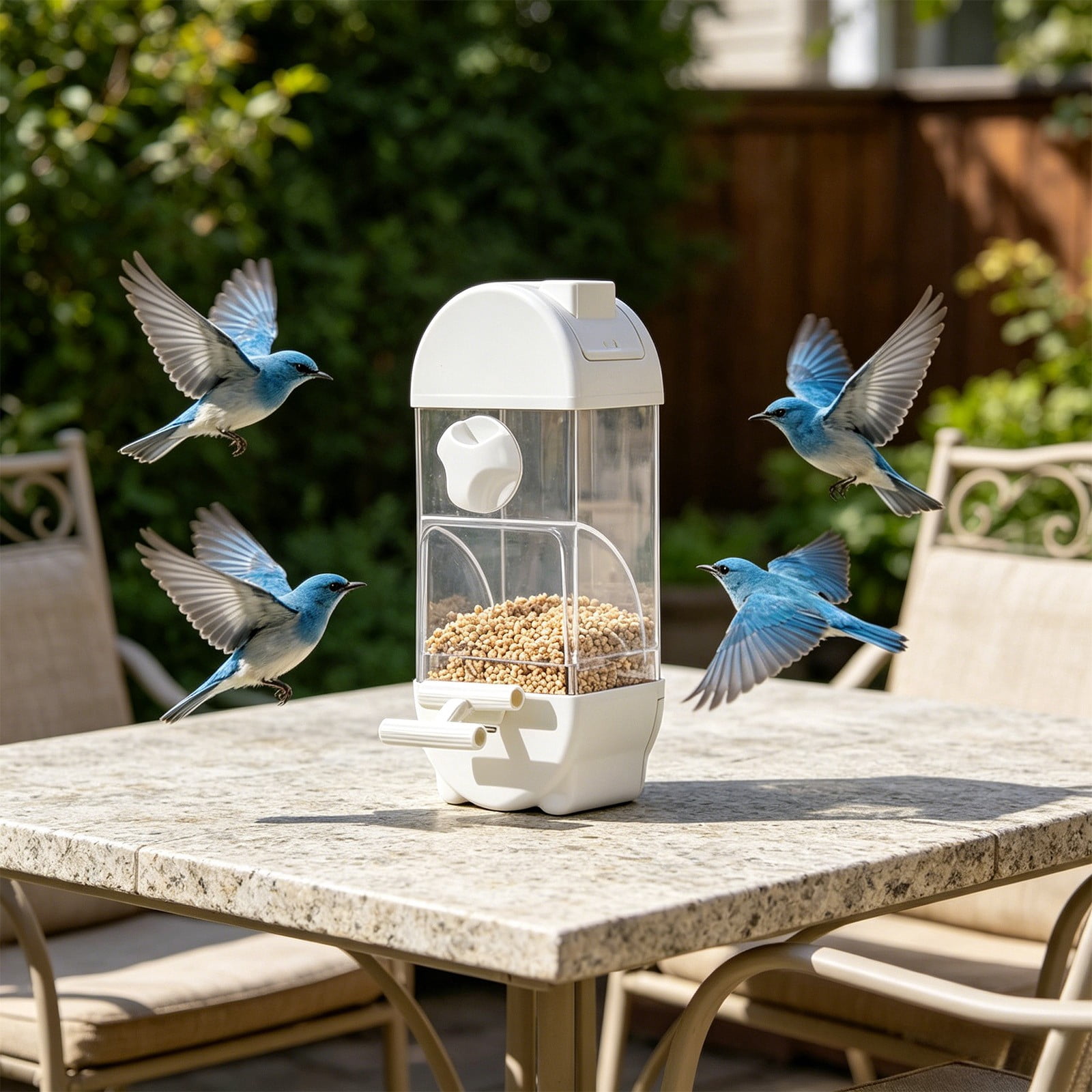 Bird Feeders For Outside Transparent Triangular House Acrylic Bird Feeder Acrylic Pet Bird Feeder Garden Decor for Outside, Unique Gifts