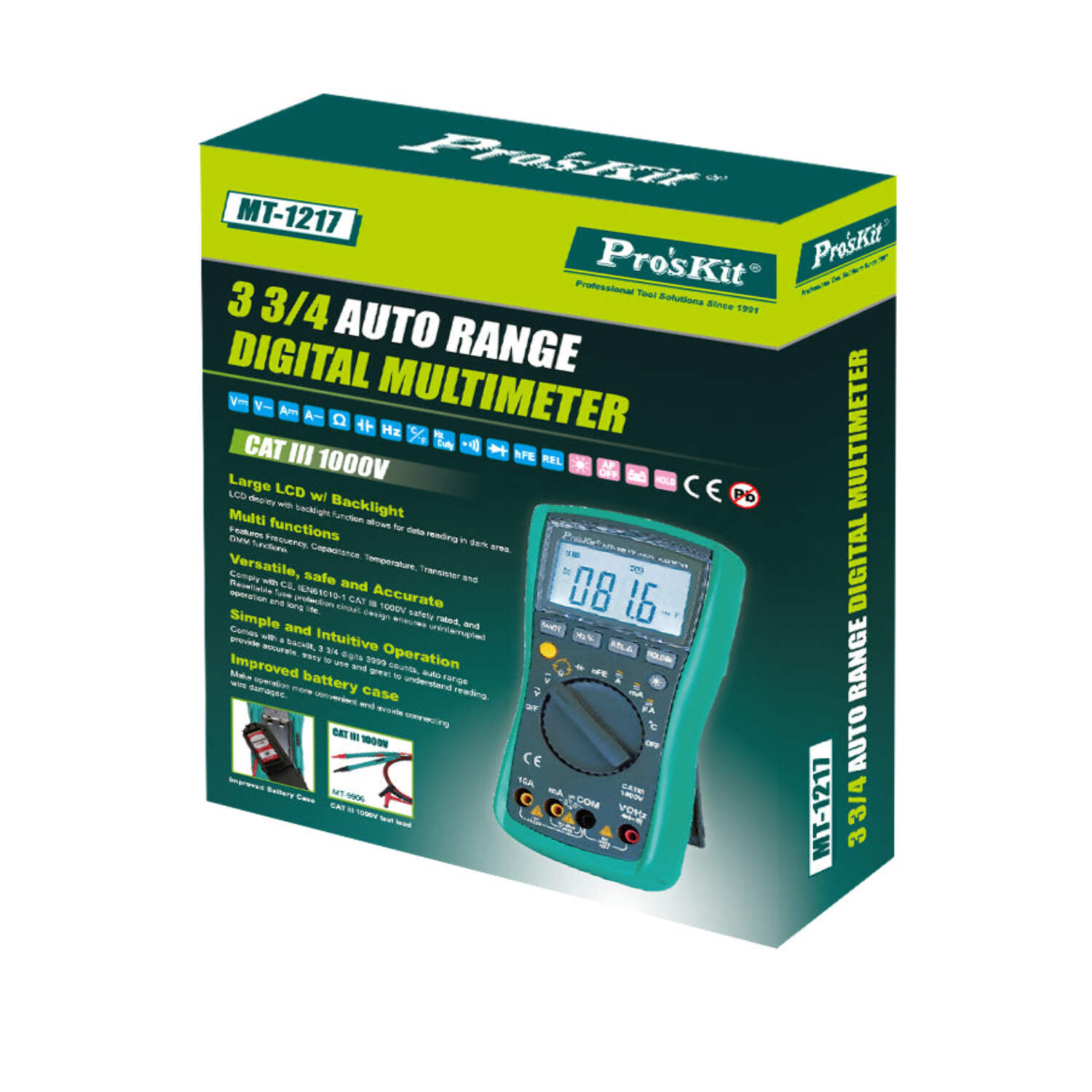 Eclipse Tools MT-1217 3 3-4 Digits Auto Ranging Digital Multimeter