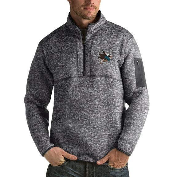 Men's Antigua Charcoal San Jose Sharks Fortune 1/2-Zip Pullover Jacket