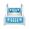 thumbnail image 3 of Twin Solid Wood Car-Shaped Platform Bed with Wooden Slats, Twin Size Bed with Wheels, Twin Size Platform Bed with Headboard and Footboard, No Box Spring Needed(Blue), 3 of 8