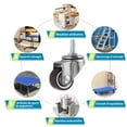 thumbnail image 5 of 4 ruedas giratorias, ruedas para muebles con vástago de 25 mm en M6 × 15, ruedas giratorias de goma, para carros, carritos, cunas, muebles, mesas, capacidad de carga de 15 kg por rueda, 5 of 5