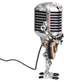 thumbnail image 7 of Retro Microphone Robot Sculpture Play Guitar Guitar Figurine Desk LED Lamp Metal Microphone Guitarist Office Home Craft Ornament (New style-Black), 7 of 7