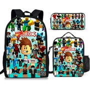SIXFAIRDE 3PCS Roblox Kids Cosplay Funny School Backpack,Unisex Back to School Adjustable Backpack,Gifts for Fans,Travel Laptop Backpack