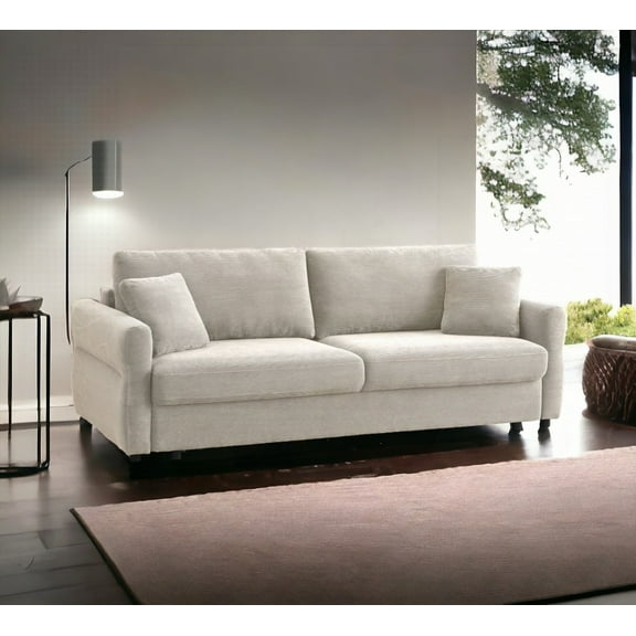 Modern Fabric Pull-out Sleeper Sofa 80W with Storage (Blue/Beige)
