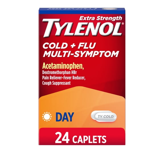 Tylenol Extra Strength Cold Flu Multi-Symptom Day Caplets, 24 Count